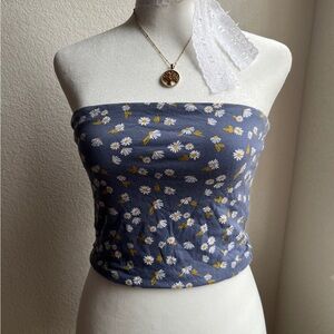 Floral Blue Tube Top